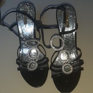 CELESTE 5" HEEL RHINESTONE BLACK HEELS SIZE 9